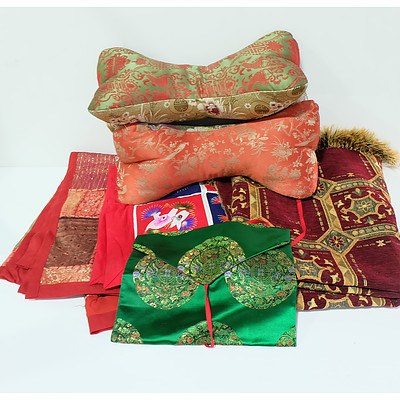 Group of Oriental Quilts and Pillows