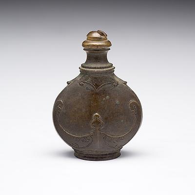 Chinese Bronze Snuff Bottle with Screw Stopper