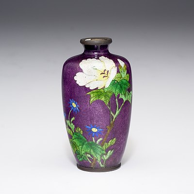 Japanese Ginbari Enamel Vase, Early 20th Century