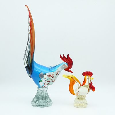 Murano Art Glass Rooster and Another