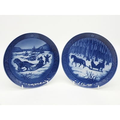 Two Royal Copenhagen Christmas Plates Including Christmas Holidays and Jingle Bells