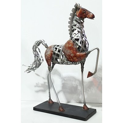 Decorative Metal Prancing Horse Figure