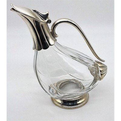 Silver Plate and Crystal Caraffa A "Canard" Duck Decanter