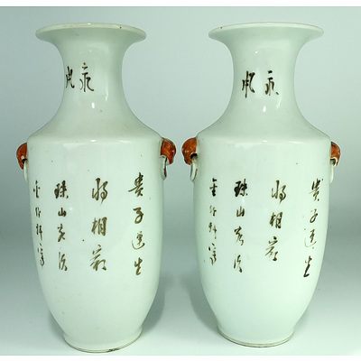 Pair Chinese Grisaille Enamelled Vases Late Qing, 19th or Early 20th Century