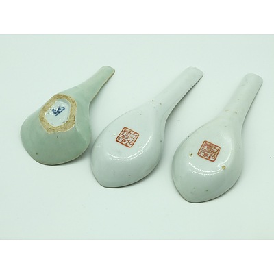 Seven Various Chinese Porcelain Spoons 20th Century