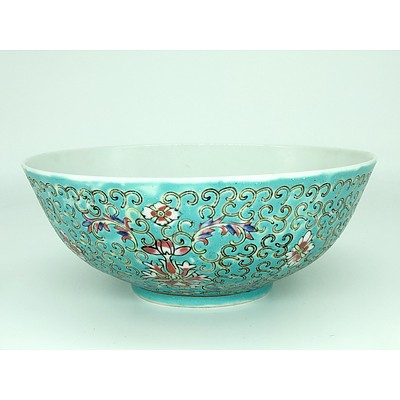 Chinese Turquoise Ground Bowl Republic Period 20th Century