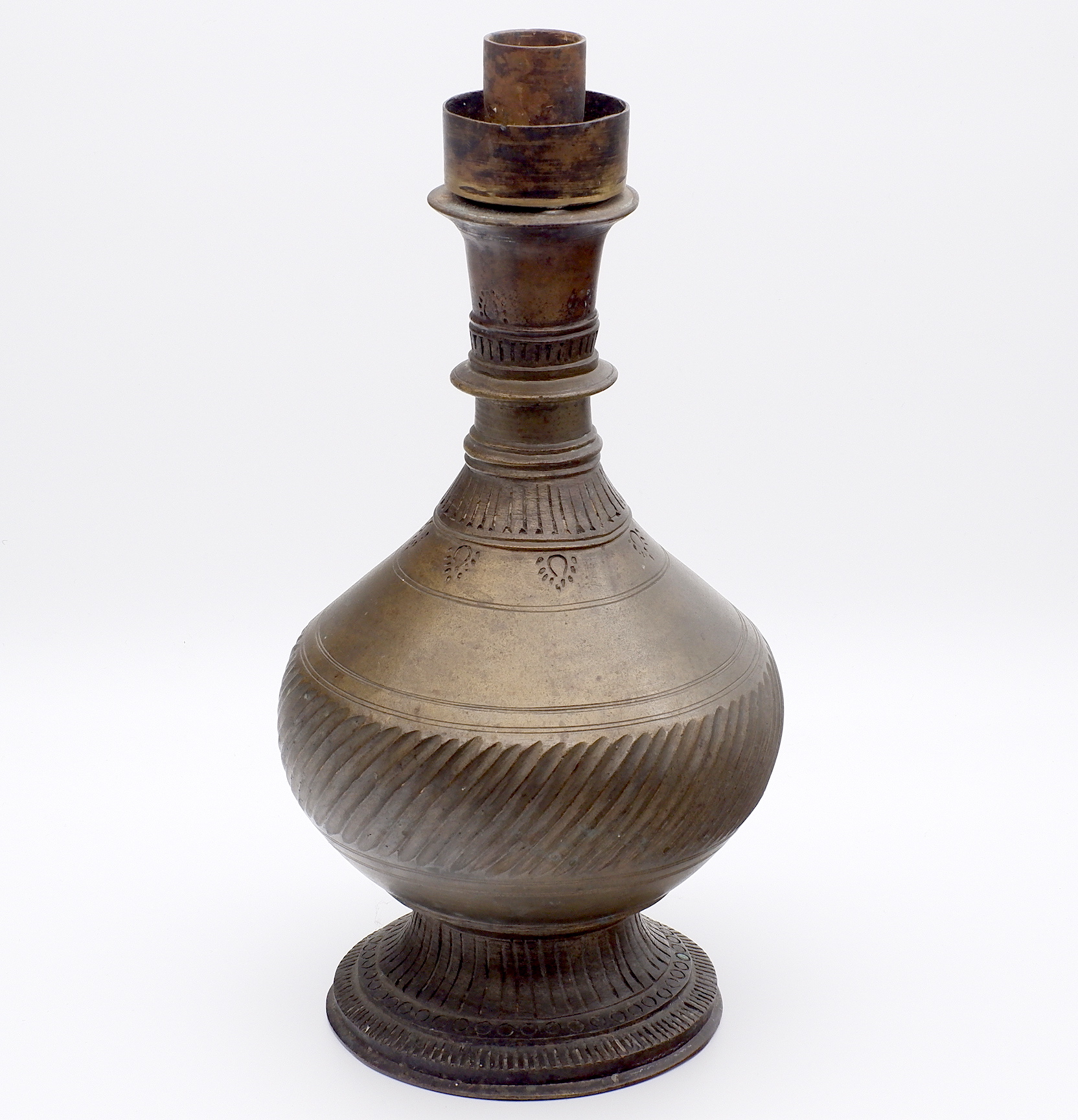 'Indian Huqqa Base or Lota Later Converted to a Candlestick'