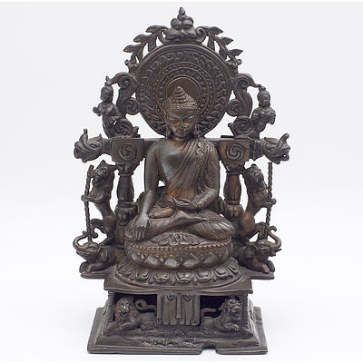 Indian Bronze Buddha in Bhumi Sparsa Mudra