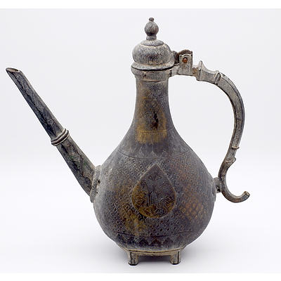 Southern Indian Mughal Cast and Engraved Bronze Ewer Aftaba 18th Century