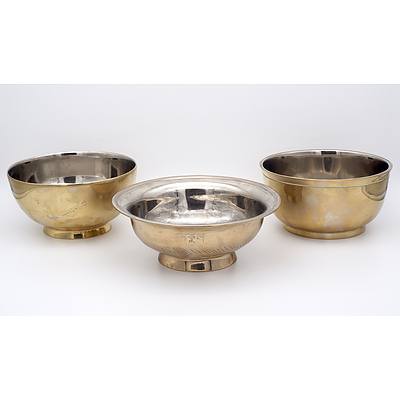 Three Bangladeshi Tinned Bell Metal Singing Bowls