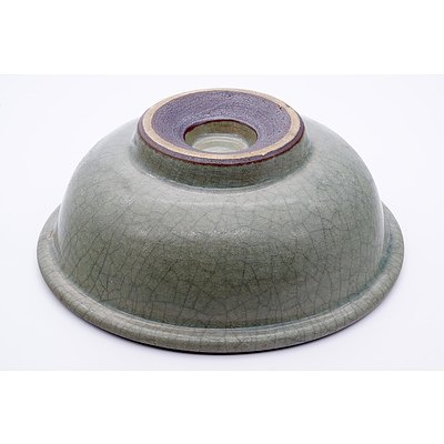Thickly Potted Celadon Bowl with Iron Dressed Foot 19th Century or Earlier