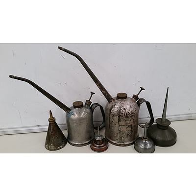 Vintage Metal Oil Cans - Lot of Six