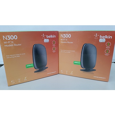 Belkin N300 Wireless Routers - Lot of Two