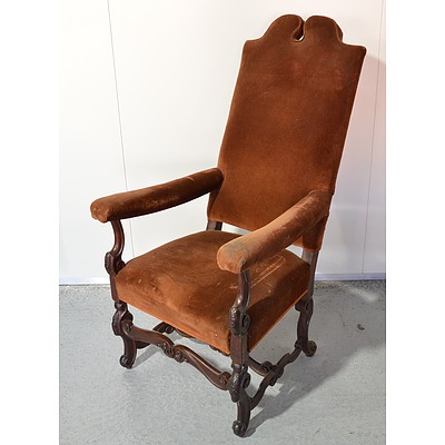 Antique European Walnut Throne Chair