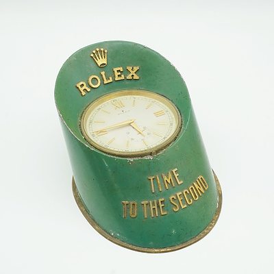 Rare Rolex Gilt Brass and Painted Hoof Shaped Desk Clock with Original Box