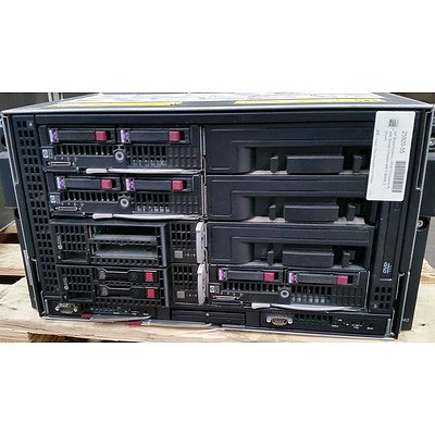 HP BladeSystem c3000 Enclosure Blade Server Chassis with 5 Blade Servers