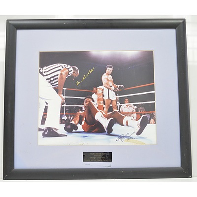 Signed Photograph of Muhammad Ali and George Foreman "Rumble in the Jungle" Zaire 1974