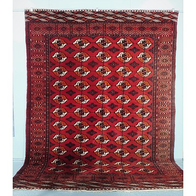Hand Knotted Wool Pile Bokhara Tekke Gul Carpet