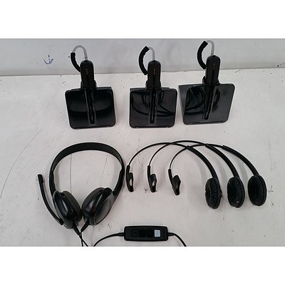 Lot of Plantronics C054A Wireless Headsets + Plantronics Audio Headset