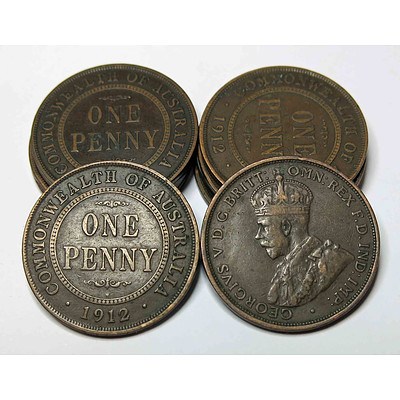 Australian George V Pennies 1912