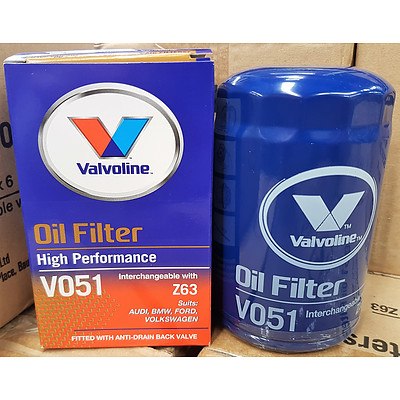 Lot of 36 Brand New Valvoline High Performance V051 Oil Filters and Lot of  6 V010 RRP over $600