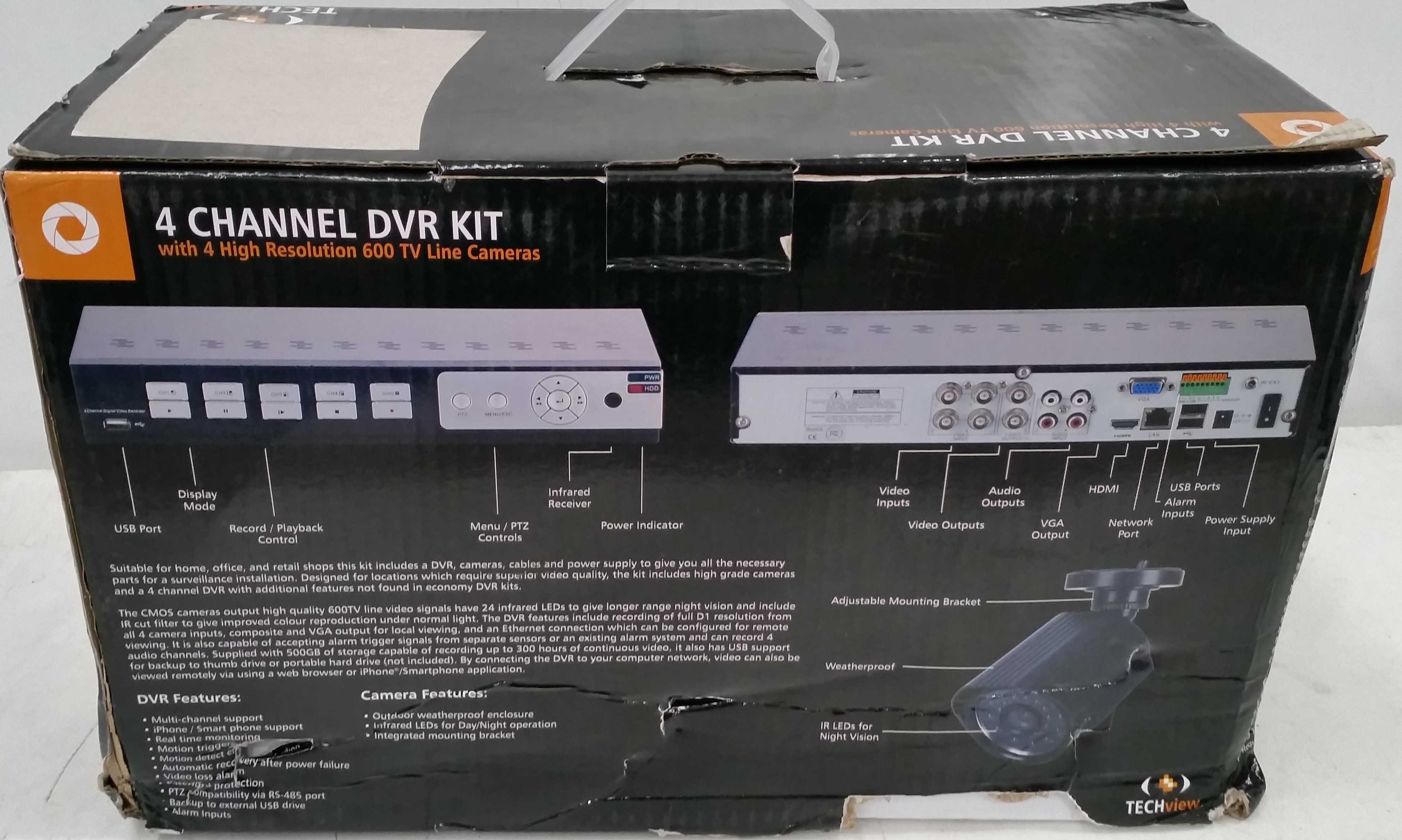 Techview 4 Channel DVR Kit w/ 4 Lot 963278 ALLBIDS