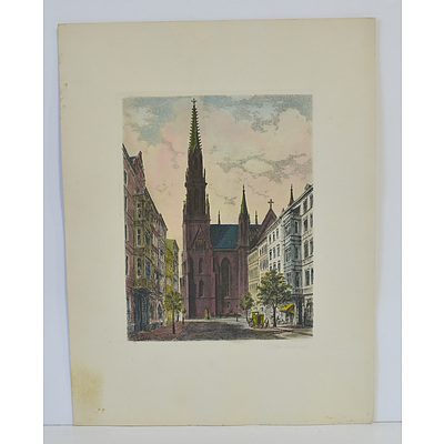 Antiquarian Hand Coloured Engravings of the Church in Berlin