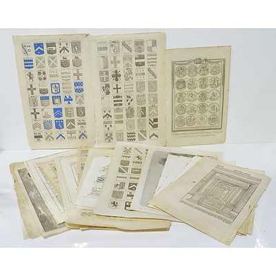 Large Group of Antiquarian Engravings including Royal Seals, Crests, City Views and More