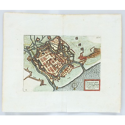 Antiquarian Hand Coloured Map Of Ostende