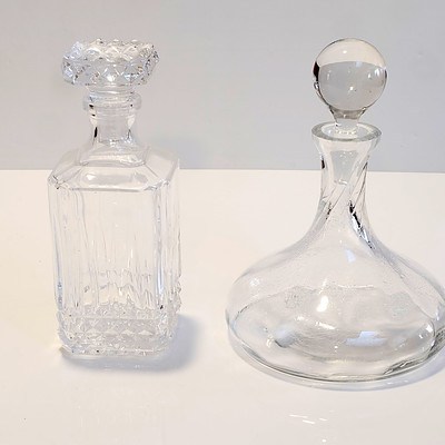 Glass Ships Decanter and Another