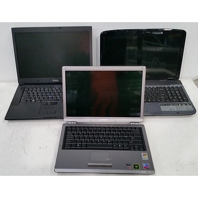 Lot of Three Laptops - Acer, Dell and Sony VAIO Brands