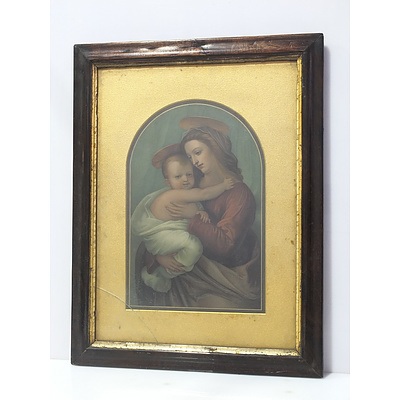 Antique Chromolithograph of the Virgin Mary and Child
