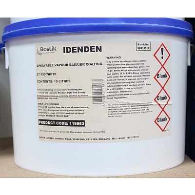 Bostik Idenden ET-150 Sprayable Vapour Barrier Coating(10 Litres) - Lot of Nine