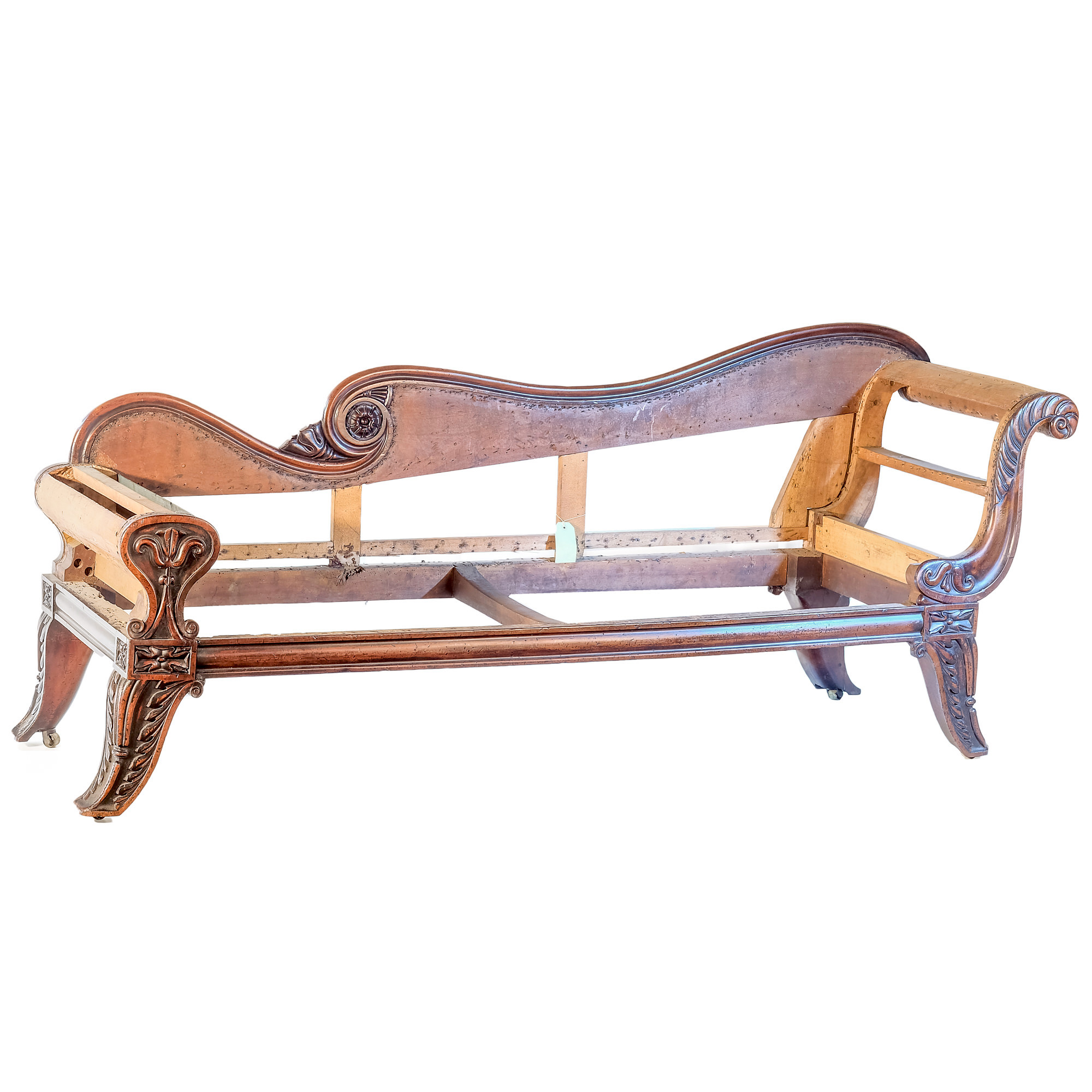 'Profusely Carved Regency Period Mahogany Chaise Lounge Circa 1820'