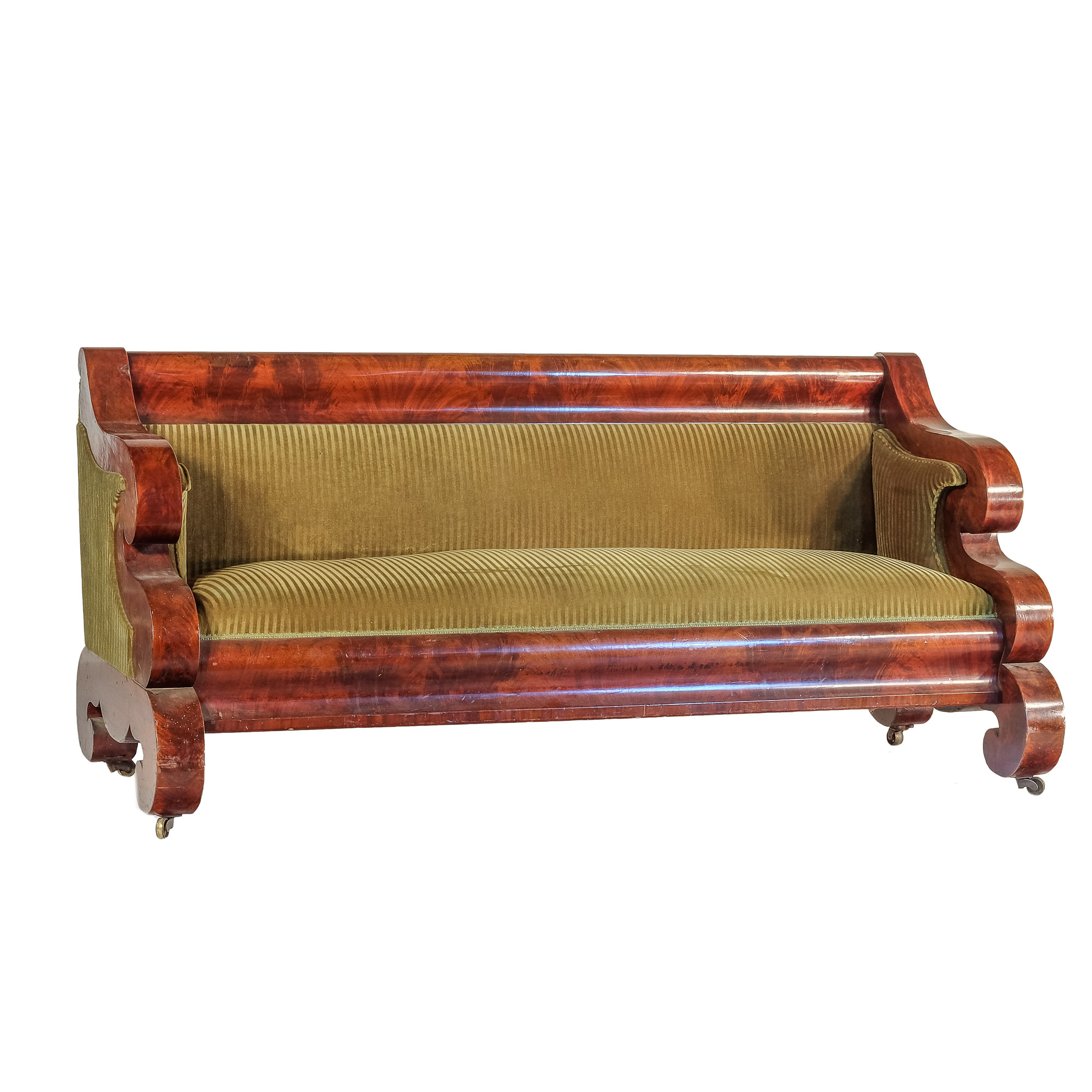'Impressive Biedermeier Flame Mahogany Sofa Mid to Late 19th Century'