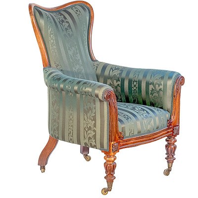 William IV Brazilian Rosewood Upholstered Drawing Room Chair Circa 1835