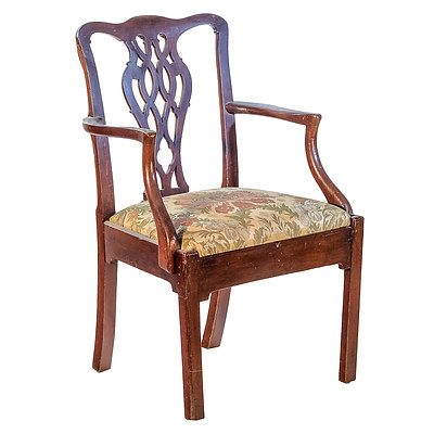 Chippendale Style Carved Mahogany Elbow Chair 19th Century or Earlier