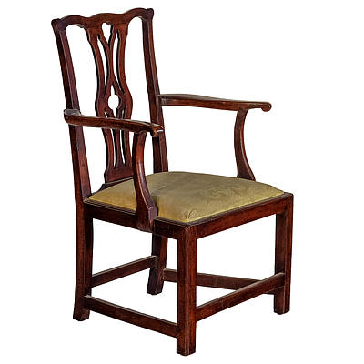 George III Chippendale Mahogany Elbow Chair Circa 1780