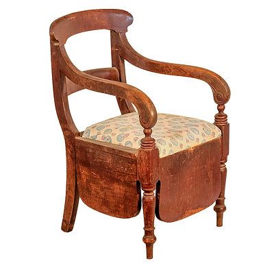 Victorian Oak Commode Chair Circa 1860