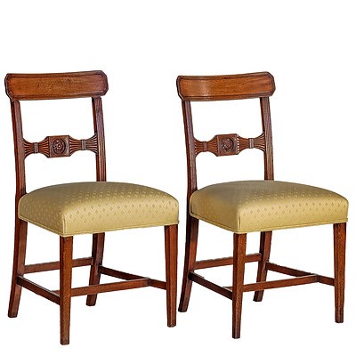 A Pair of George III Sheraton Carved Mahogany Dining Chairs Circa 1800