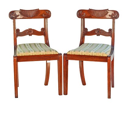 Pair Regency Period Mahogany Dining Chairs Circa 1820
