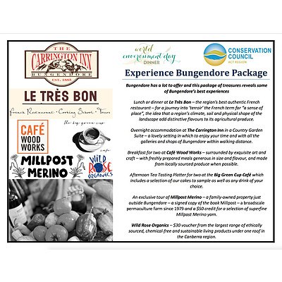 LIVE AUCTION ITEM 2: Experience Bungendore Package for 2 People, Value $600
