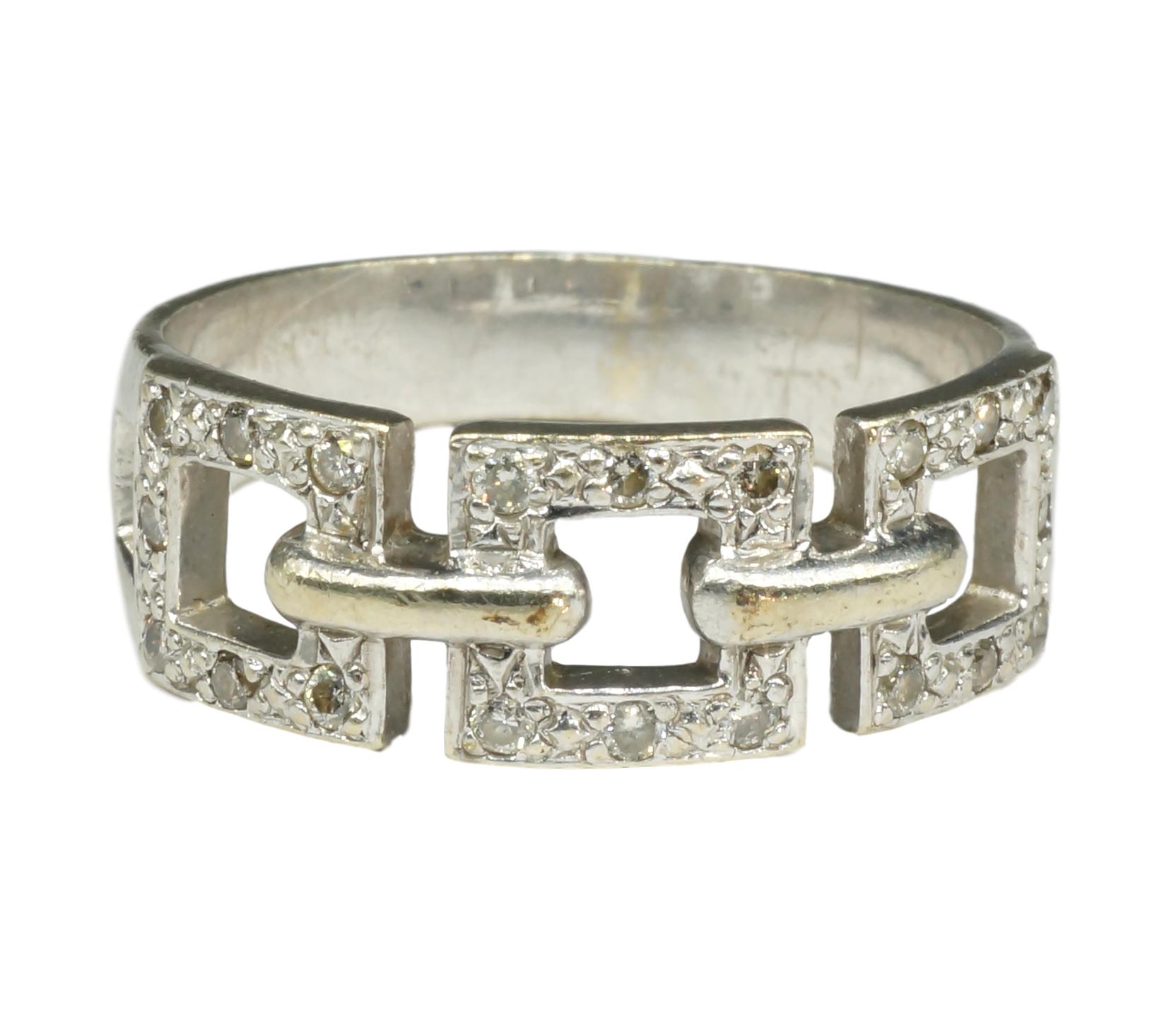 '9ct White Gold Ring with 20 0.01ct Diamonds'