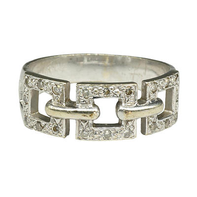 9ct White Gold Ring with 20 0.01ct Diamonds