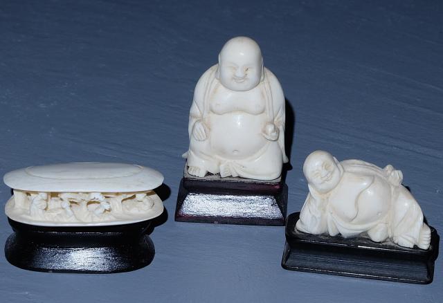 'Three Small Chinese Elephant Ivory Carvings, Early 20th Century'