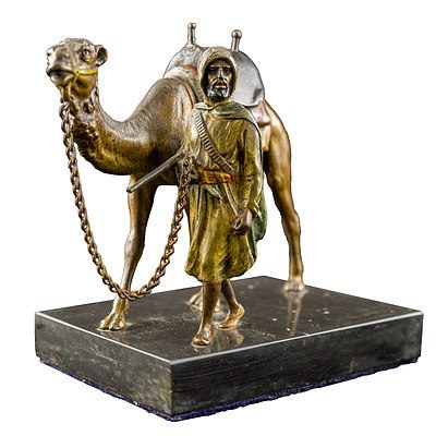 Cold Painted Vienna Bronze Camel Leader Attributed to Franz Bergman