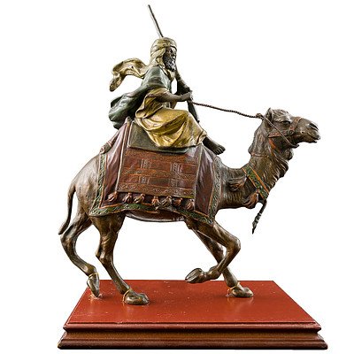 Cold Painted Vienna Bronze Camel Rider Attributed to Franz Bergman