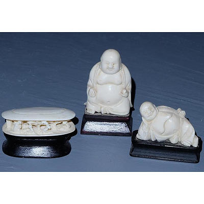 Three Small Chinese Elephant Ivory Carvings, Early 20th Century
