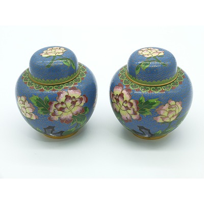 Two Chinese Cloisonne Lidded Jars