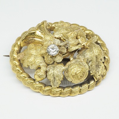 Antique 9ct Yellow Gold Die Struck Brooch